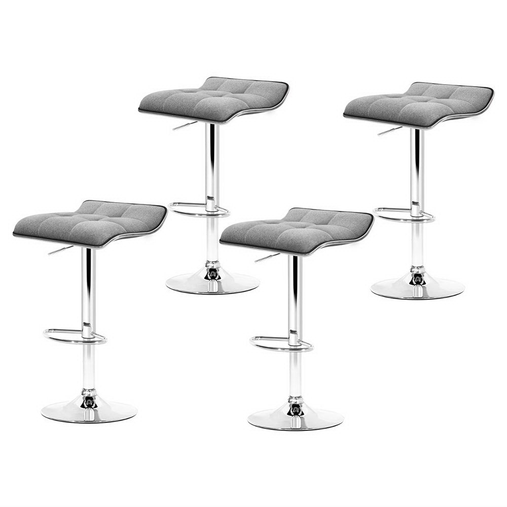 Artiss 4x Bar Stools Linen Padded Gas Lift 7