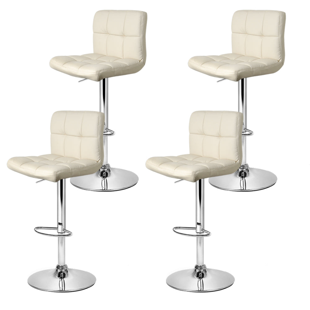 Artiss 4x Bar Stools Leather Gas Lift Beige 3