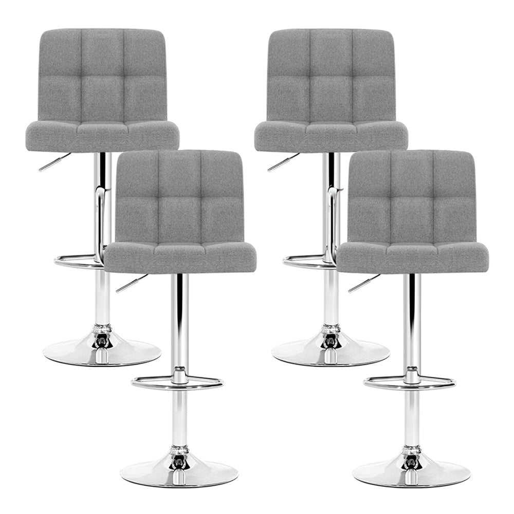 Artiss 4x Bar Stools Fabric Gas Lift Grey 3
