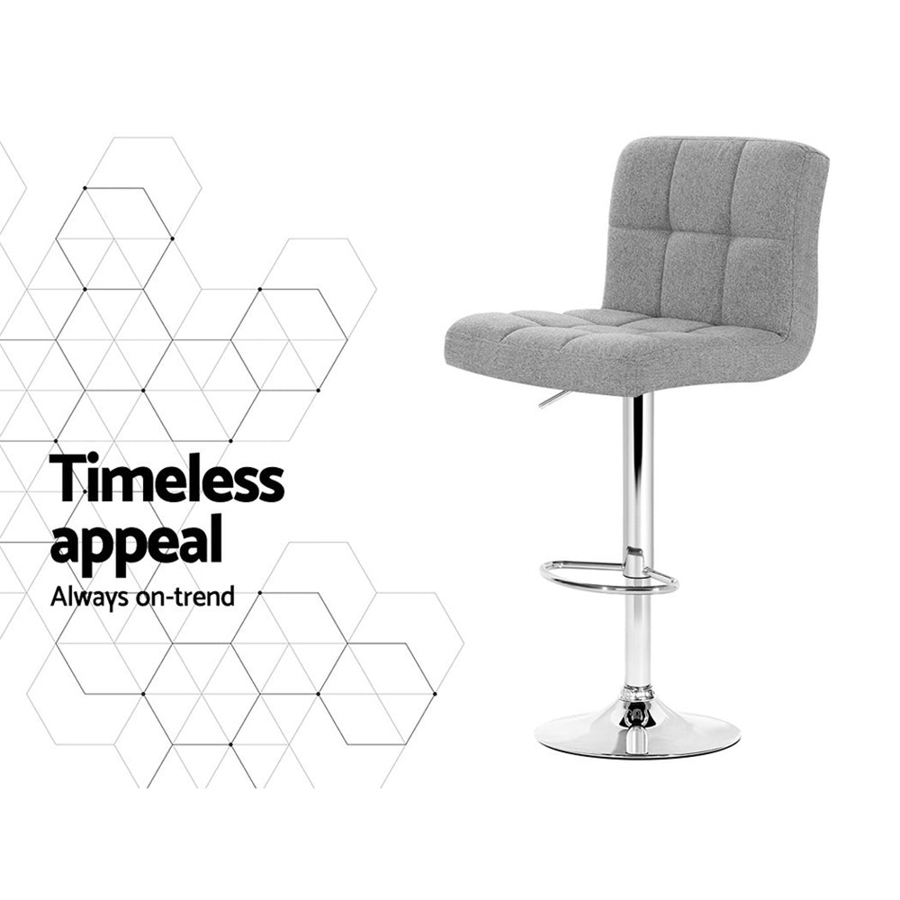 Artiss 4x Bar Stools Fabric Gas Lift Grey 6
