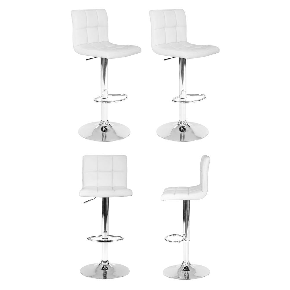 Artiss 4x Bar Stools Leather Gas Lift White 3