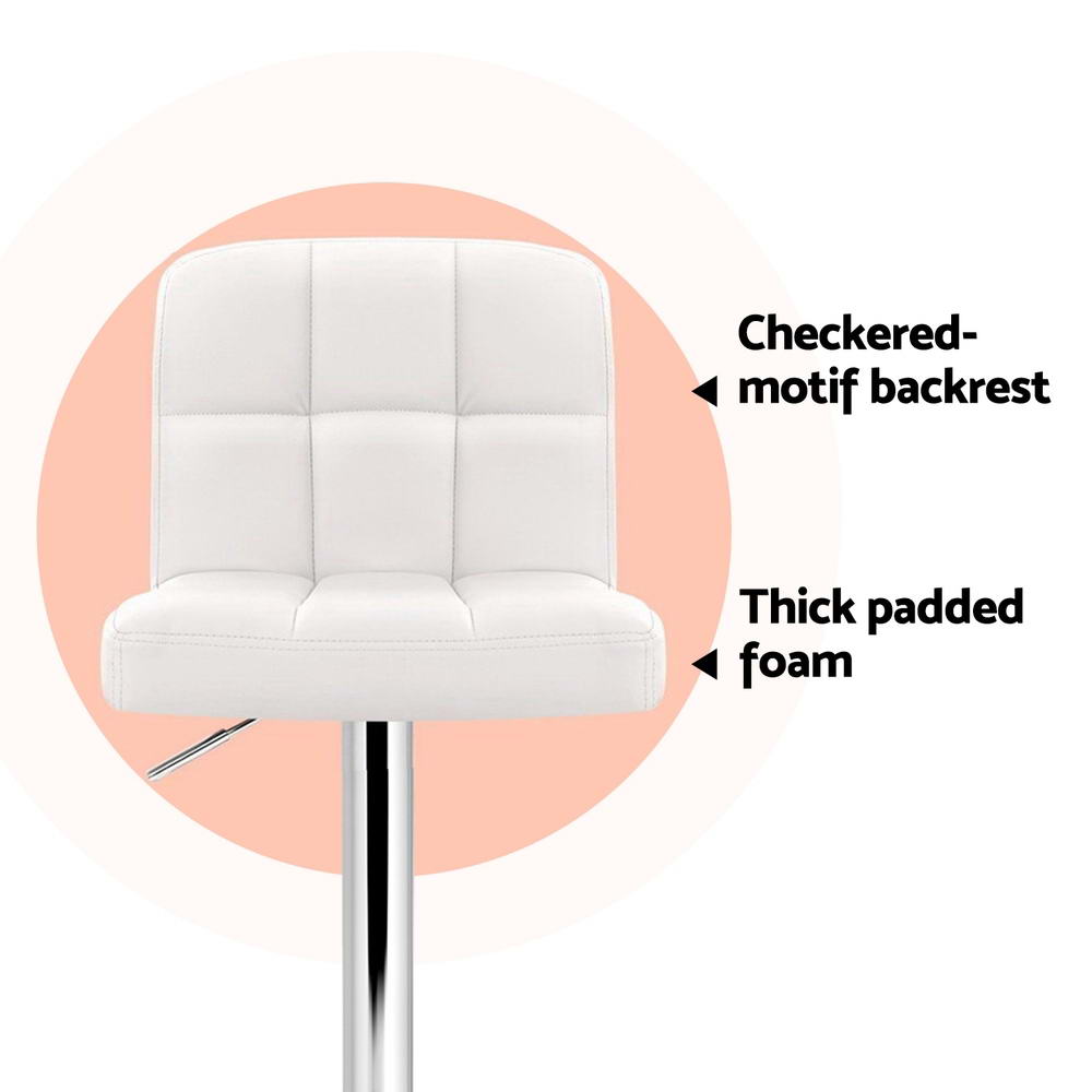 Artiss 4x Bar Stools Leather Gas Lift White 5