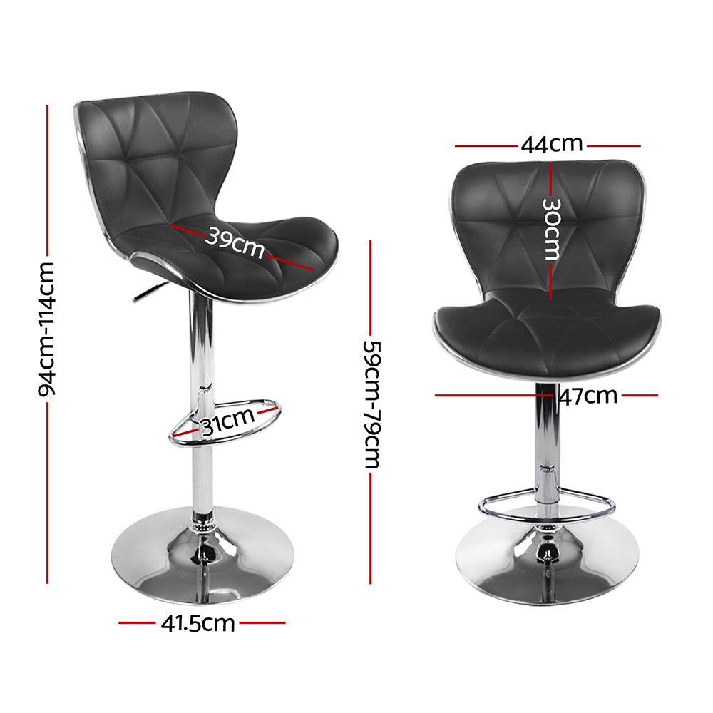 Artiss 4x Bar Stools Gas Lift Leather Seat Black 3