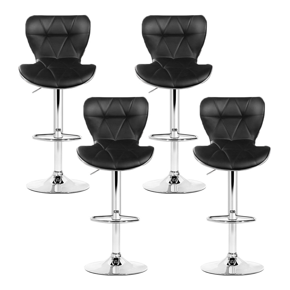 Artiss 4x Bar Stools Gas Lift Leather Seat Black 4