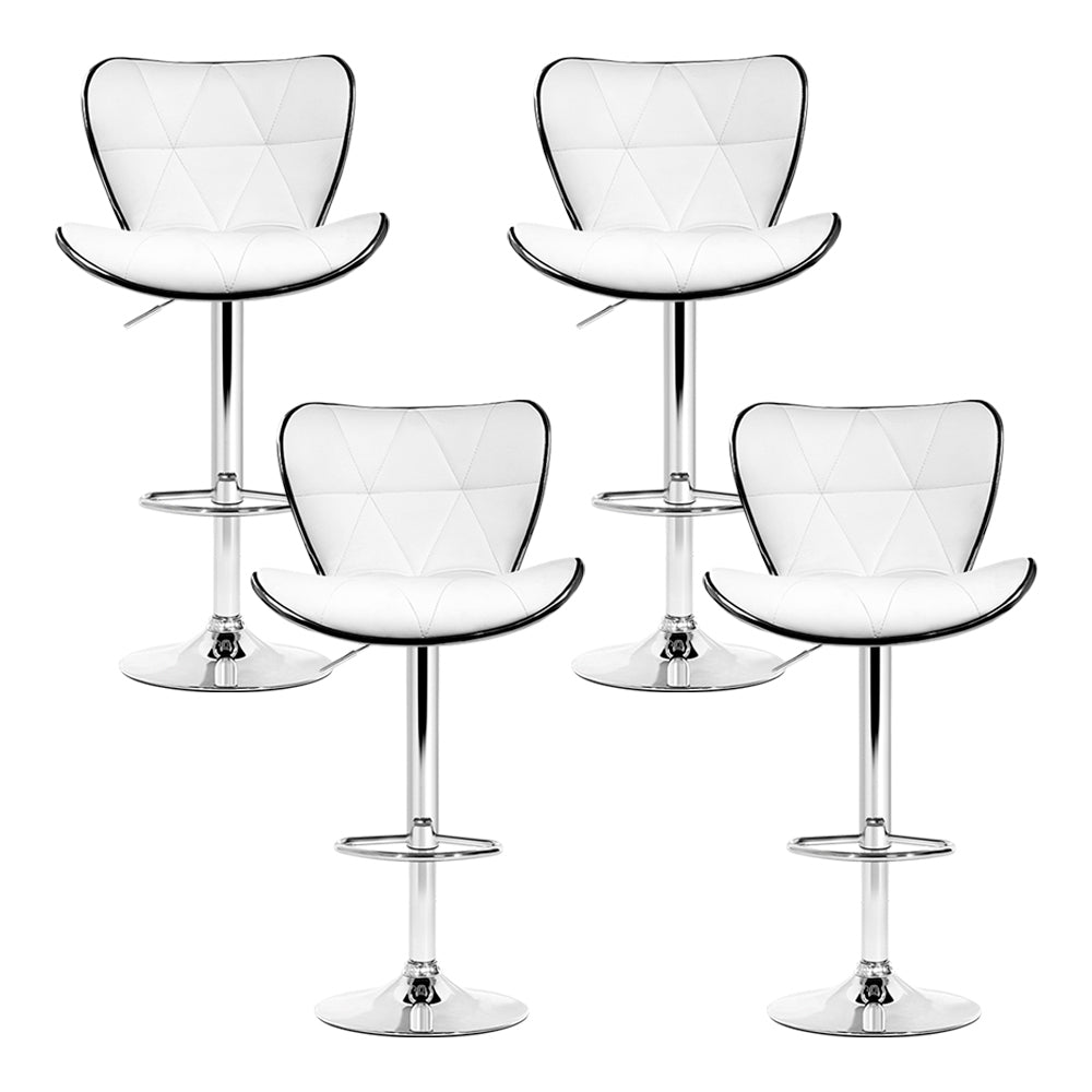 Artiss 4x Bar Stools Gas Lift Leather Seat White 3
