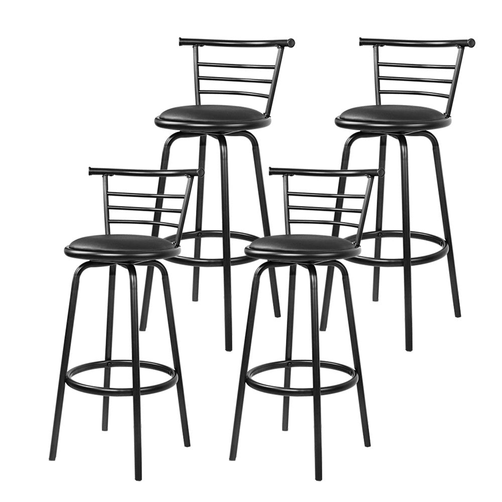 Artiss 4x Bar Stools Swivel Leather Padded Metal 3
