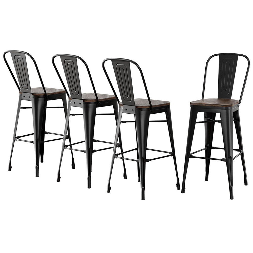 4x Artiss Metal Bar Stools Wooden Seat Retro Counter Stool 7