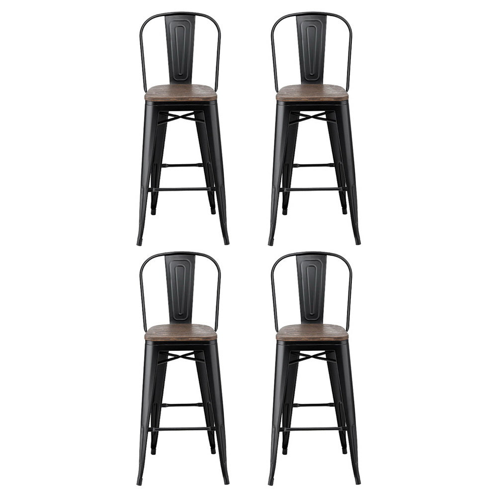 4x Artiss Metal Bar Stools Wooden Seat Retro Counter Stool 3