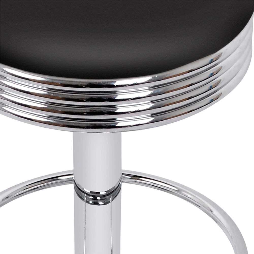 Artiss 4x Bar Stools Leather Padded Gas Lift Silver 3