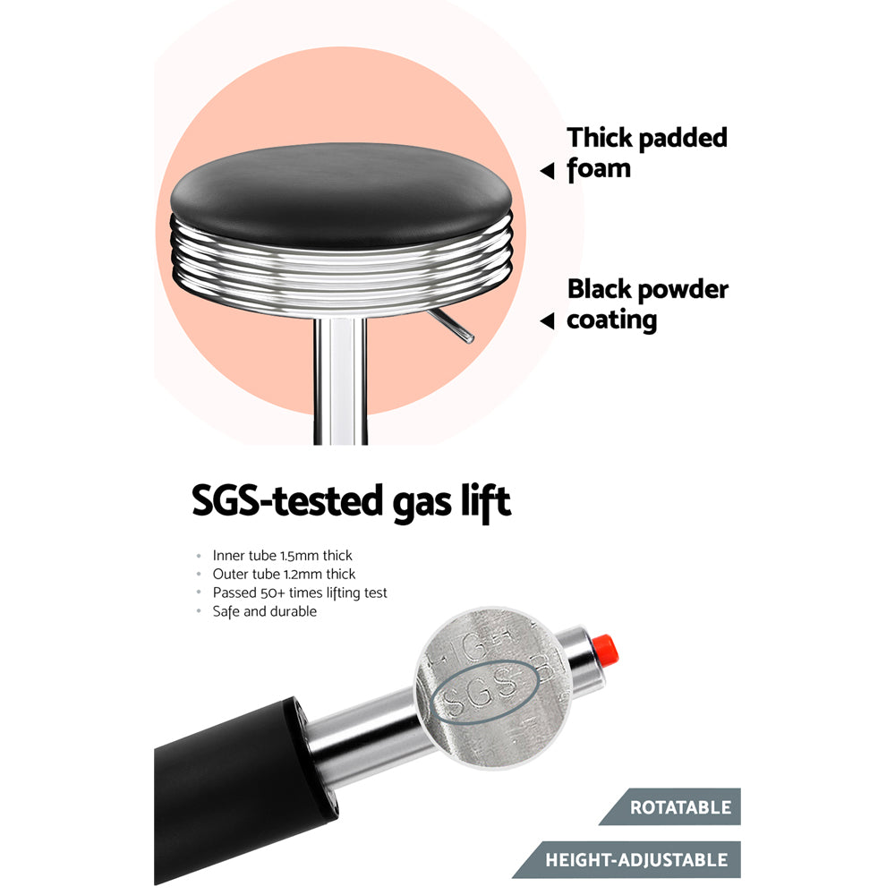 Artiss 4x Bar Stools Leather Padded Gas Lift Silver 6
