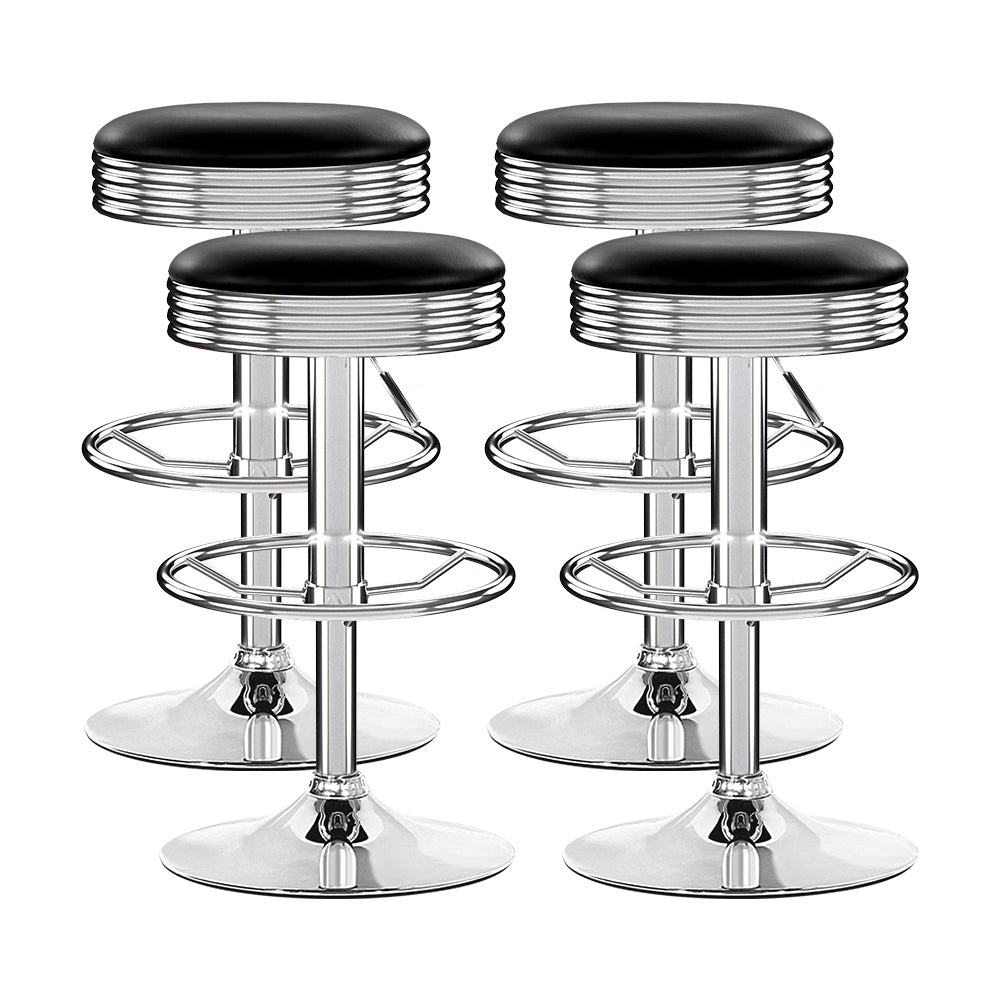 Artiss 4x Bar Stools Leather Padded Gas Lift Silver 7