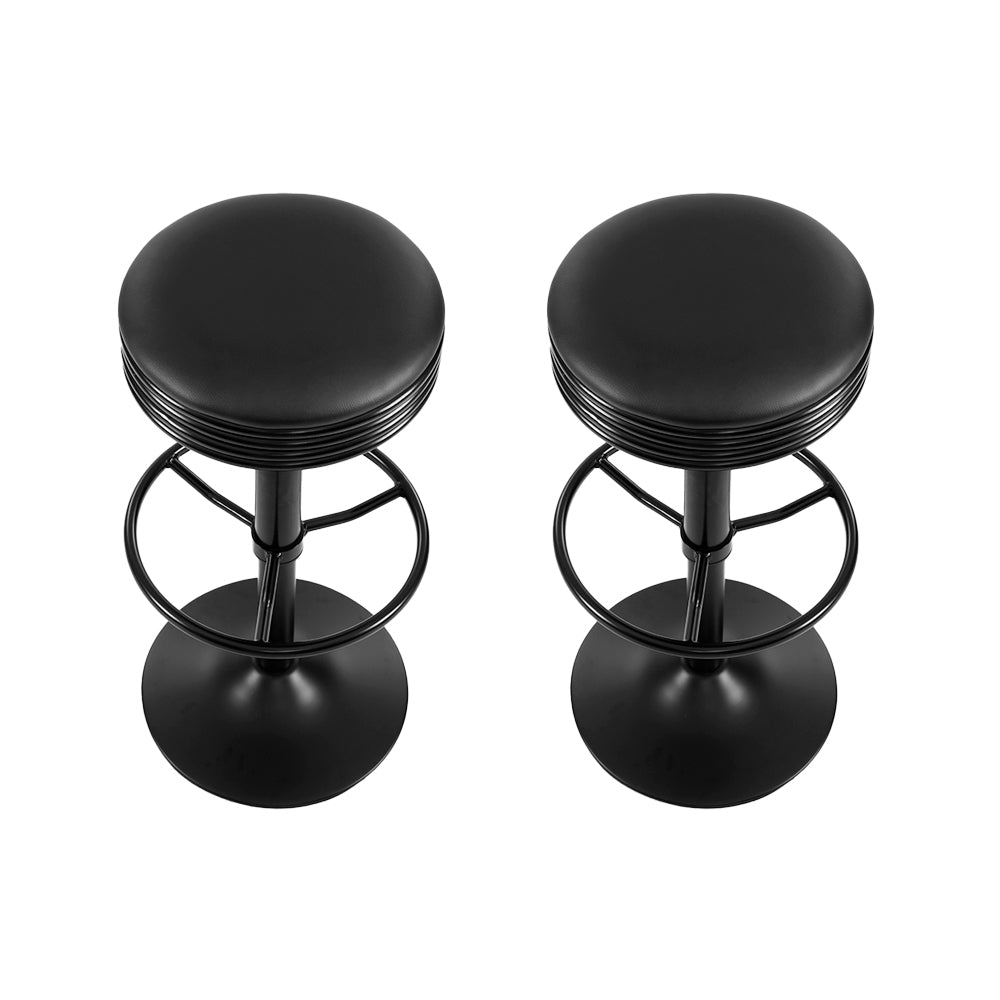 Artiss 2x Bar Stools Leather Padded Gas Lift Black 3