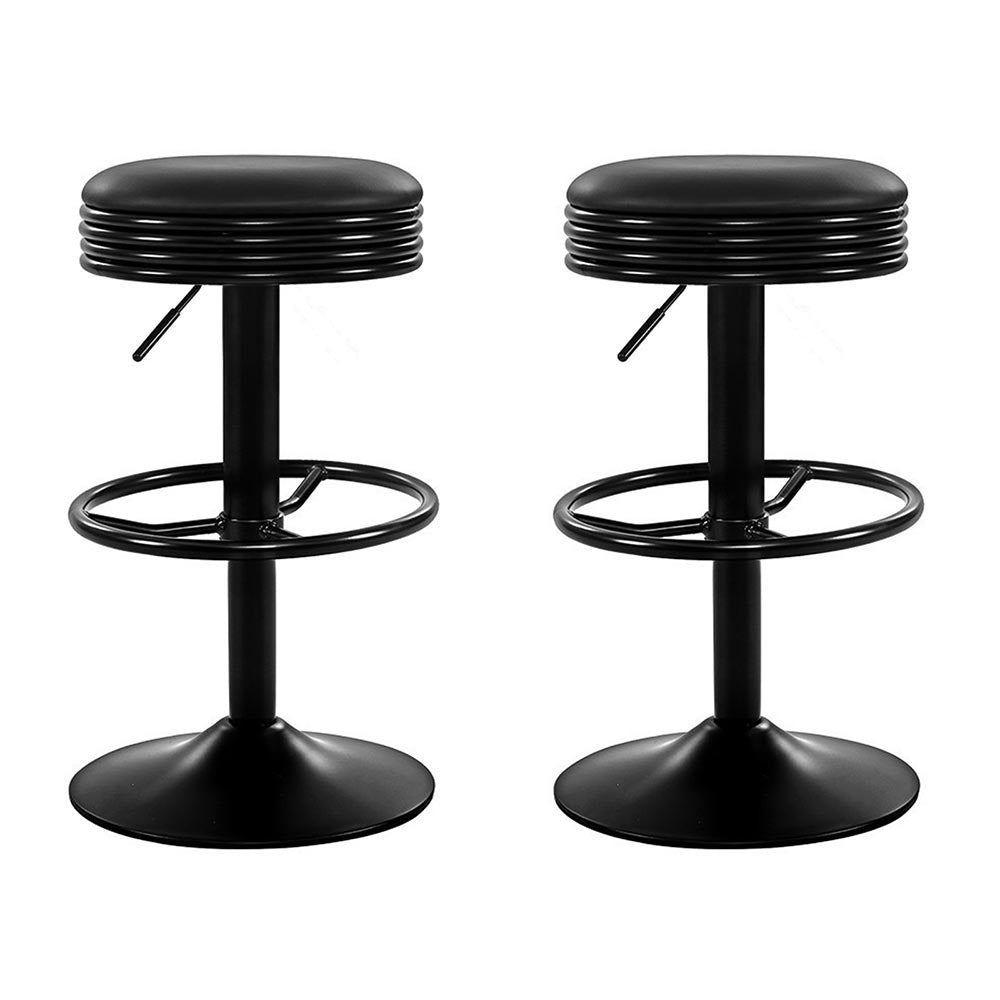 Artiss 2x Bar Stools Leather Padded Gas Lift Black 7