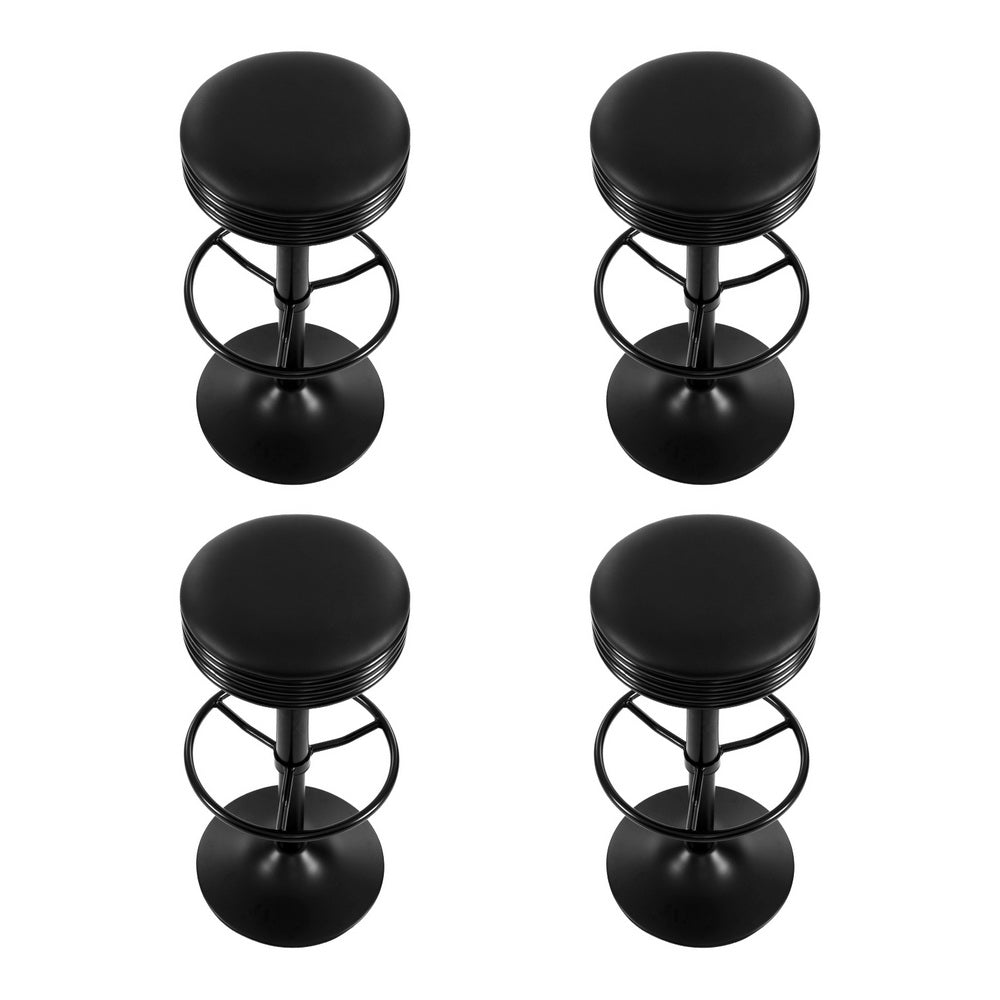 Artiss 4x Bar Stools Leather Padded Gas Lift Black 3