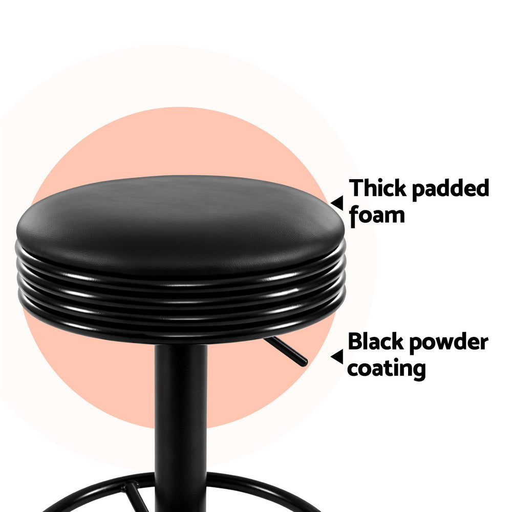 Artiss 4x Bar Stools Leather Padded Gas Lift Black 5