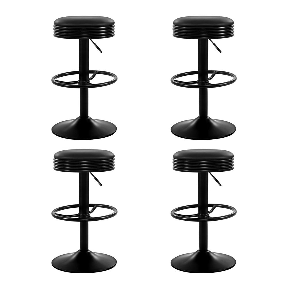Artiss 4x Bar Stools Leather Padded Gas Lift Black 7