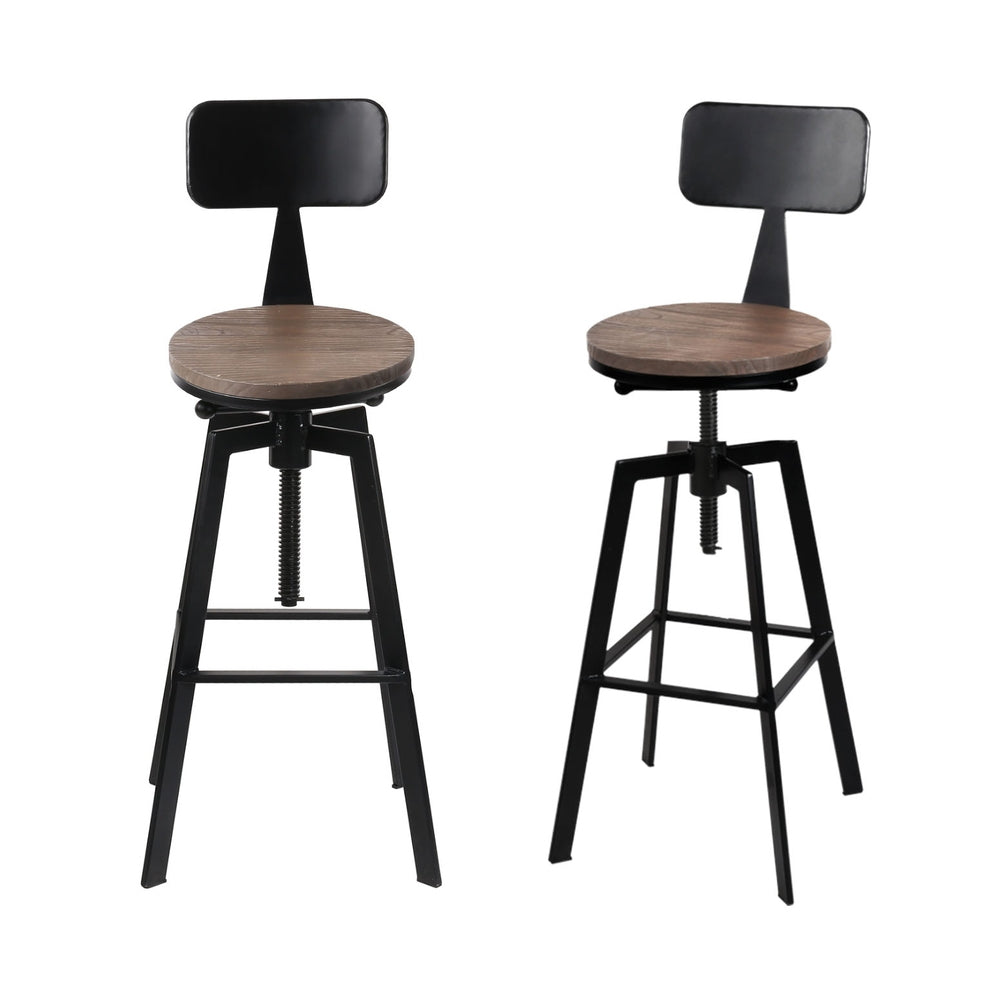 Artiss 4x Bar Stools Kitchen Dining Chairs Adjustable Wood Stool w/Backrest 7