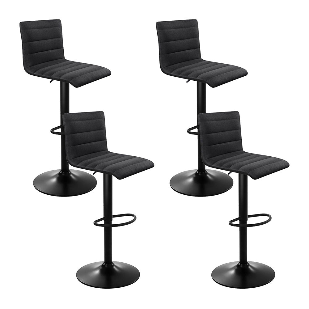 Artiss 4x Bar Stools Gas Lift Linen Fabric Black 8