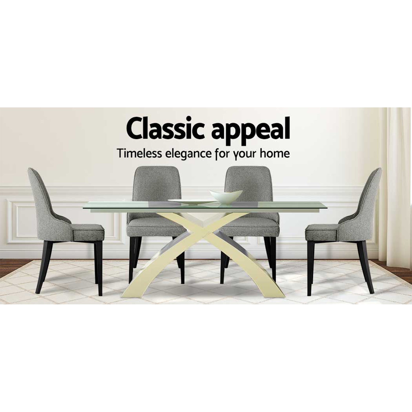 Artiss Dining Chairs Set of 4 Linen Fabric Grey 4