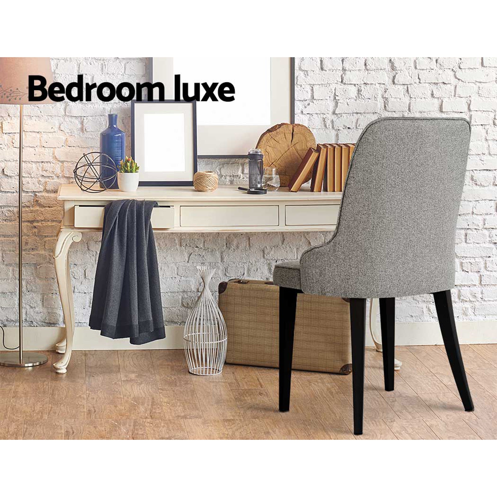 Artiss Dining Chairs Set of 4 Linen Fabric Grey 5