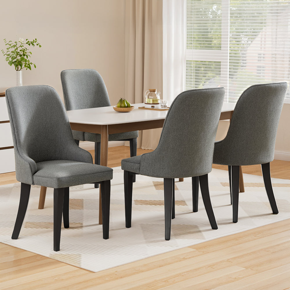 Artiss Dining Chairs Set of 4 Linen Fabric Grey 7