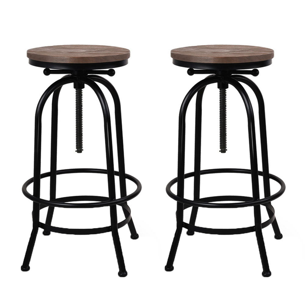 Artiss 2x Bar Stools Adjustable Wood Chairs 3
