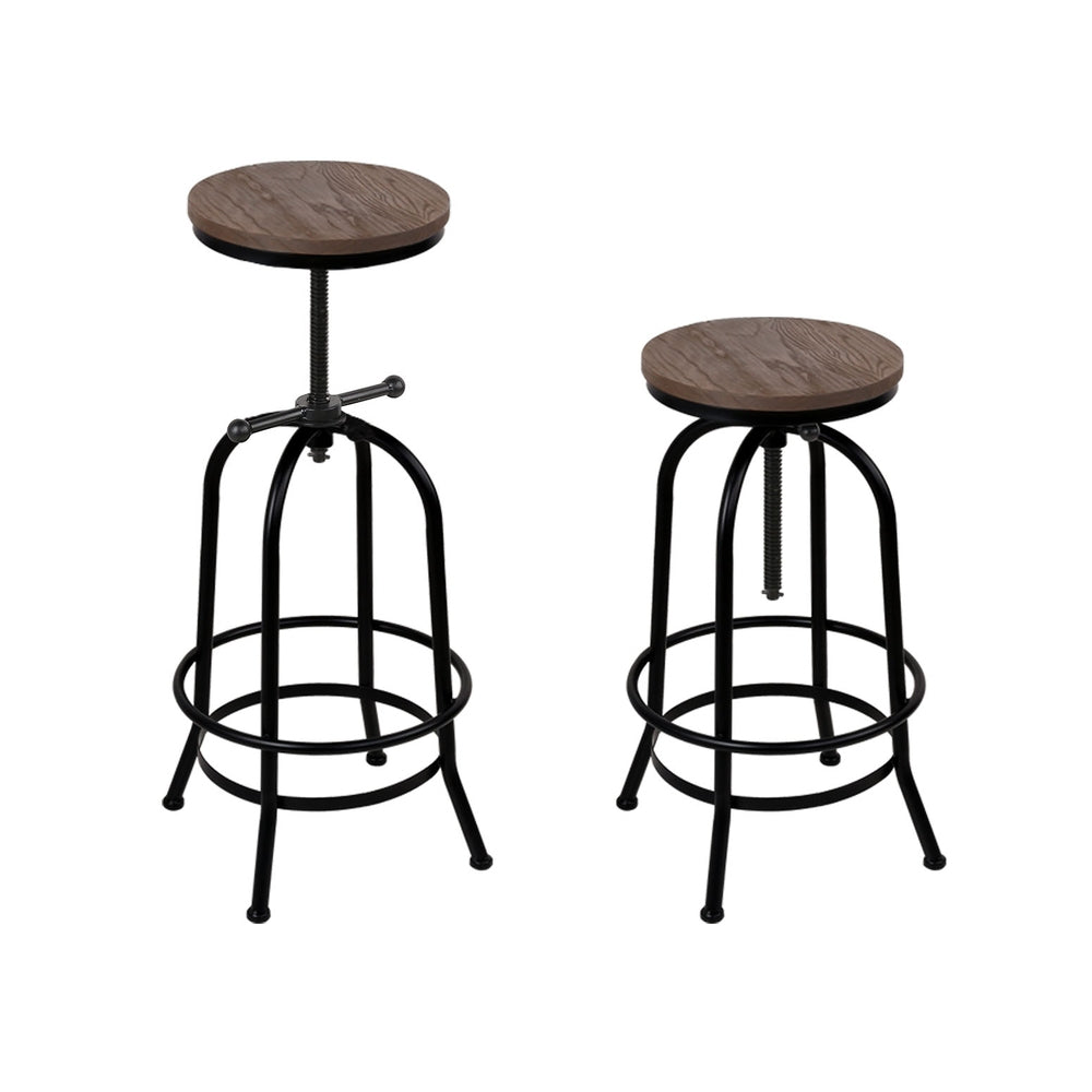 Artiss 4x Bar Stools Kitchen Dining Chairs Adjustable Wooden Vintage Stool 3