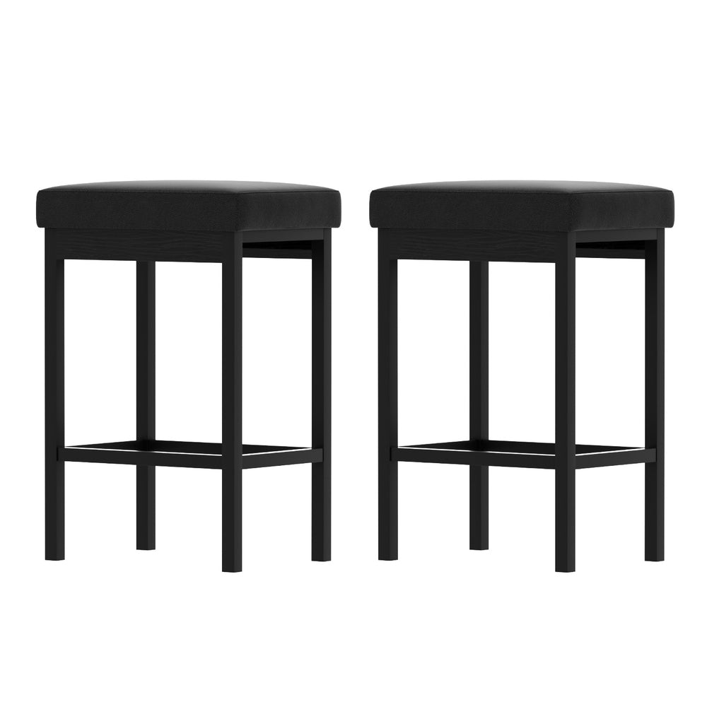 2x Artiss Metal Bar Stools PU Seat Dining Counter Chairs 7