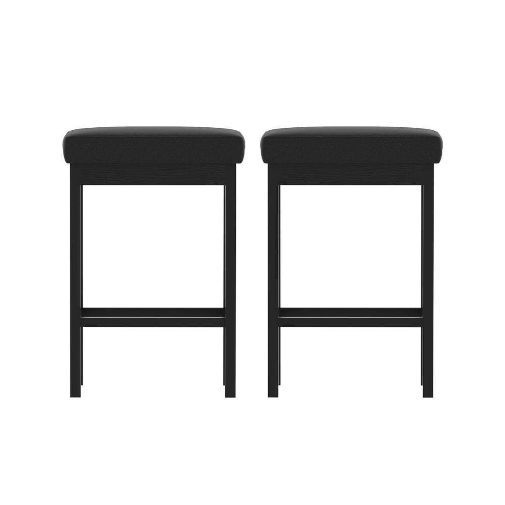 2x Artiss Metal Bar Stools PU Seat Dining Counter Chairs 3