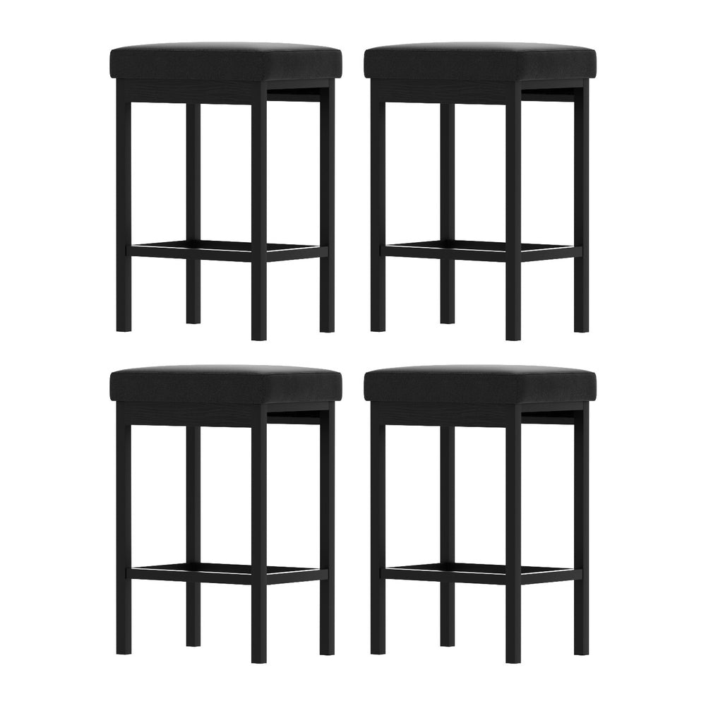 A Set of 4 Artiss Metal Bar Stools PU Seat Dining Counter Chairs 7