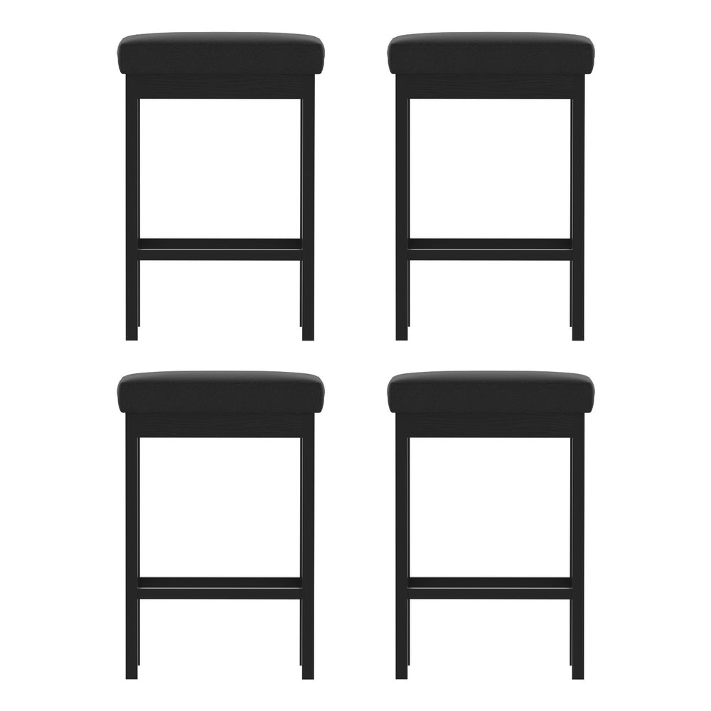 A Set of 4 Artiss Metal Bar Stools PU Seat Dining Counter Chairs 3