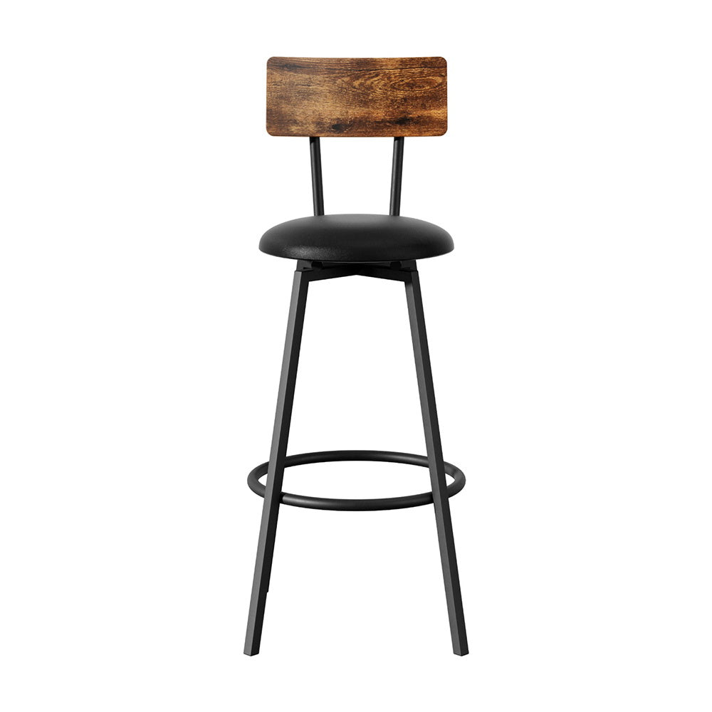 Artiss 2X Industrial Bar Stools Upholstered Counter Chairs Steel Frame Anti-Scratch 3