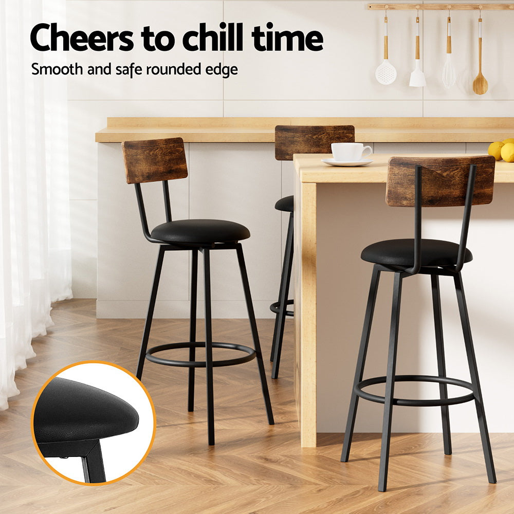 Artiss 2X Industrial Bar Stools Upholstered Counter Chairs Steel Frame Anti-Scratch 4