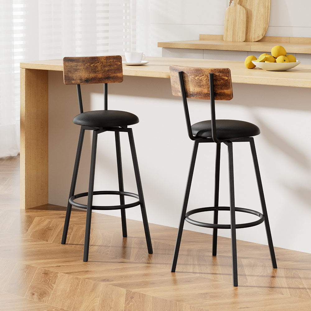 Artiss 2X Industrial Bar Stools Upholstered Counter Chairs Steel Frame Anti-Scratch 7