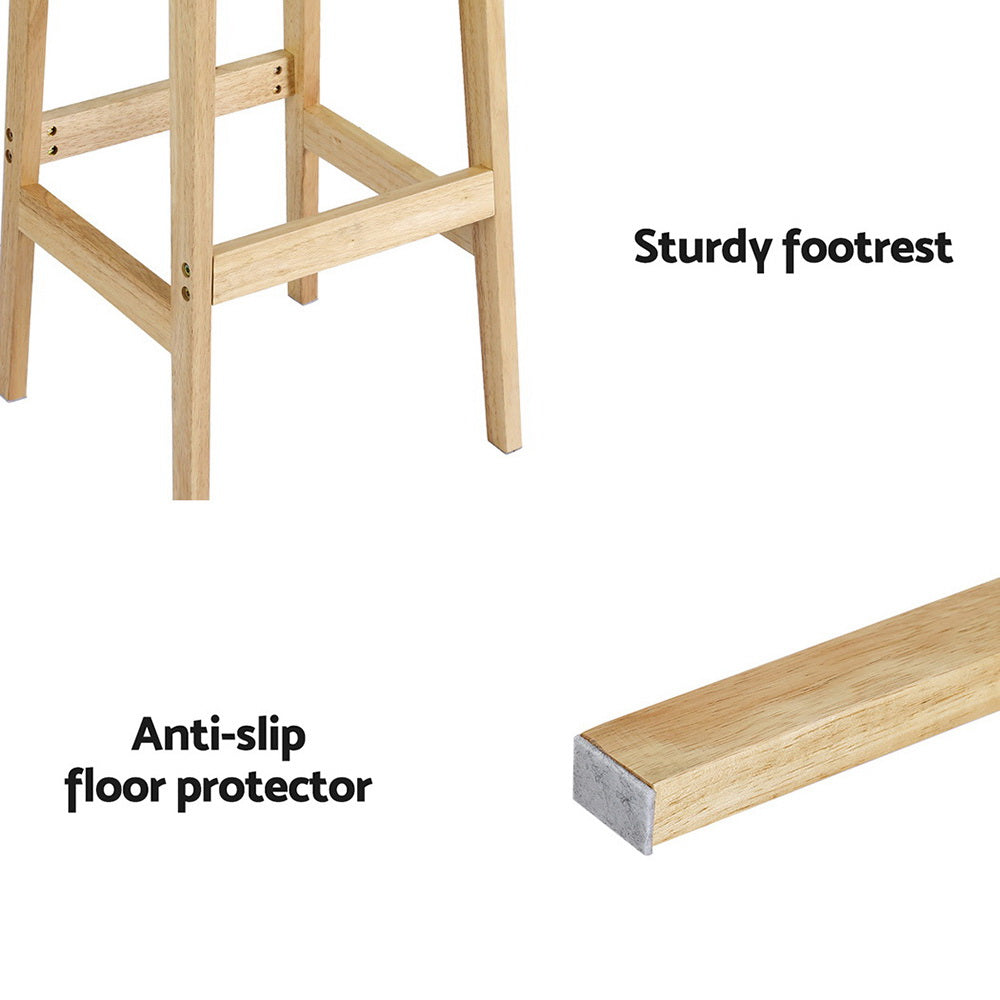 Artiss 2x Bar Stools Rubber Wood Stool Counter Chair Rattan Barstools Kitchen 5