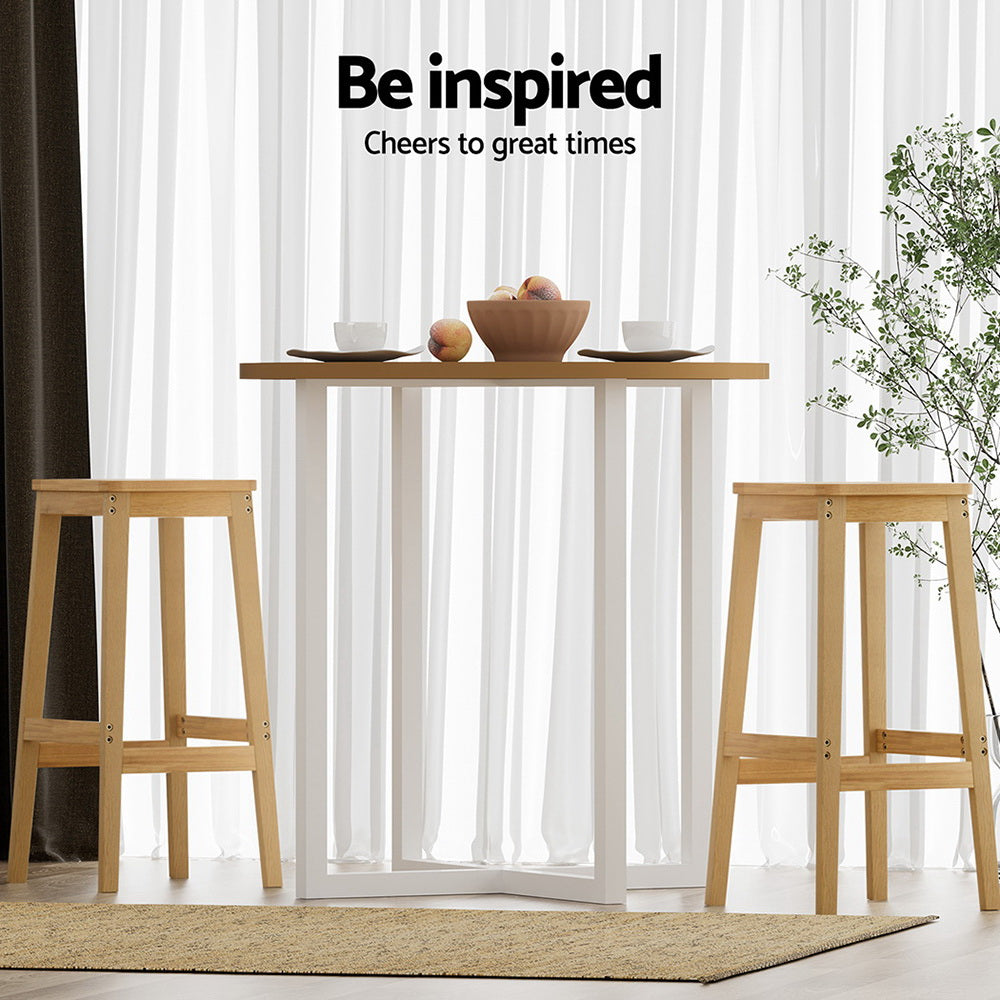 Artiss 2x Bar Stools Rubber Wood Stool Counter Chair Rattan Barstools Kitchen 6