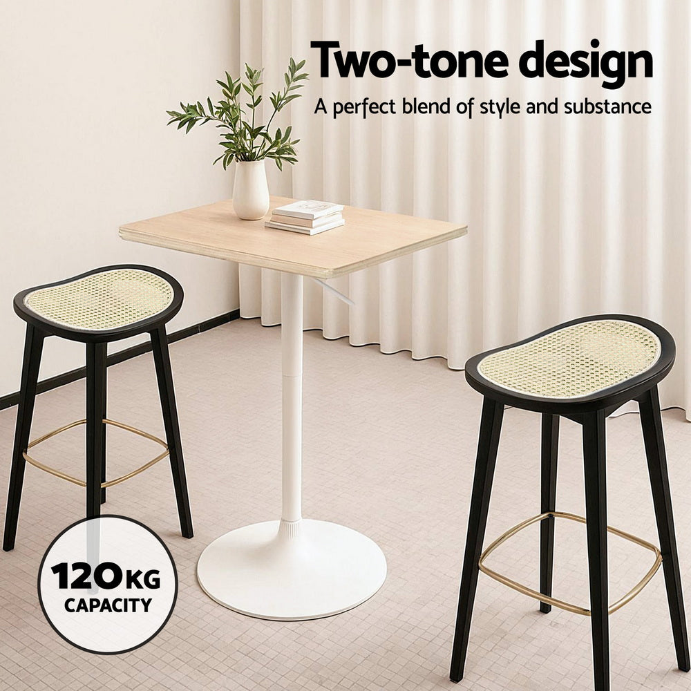 Artiss 4x Bar Stools Rattan Counter Kitchen Dinning Chair Bamboo Saddle Black 4