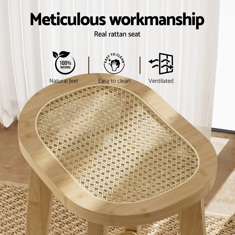 Artiss 4x Bar Stools Bamboo Rattan Stool Counter Chair Kitchen Barstools 4