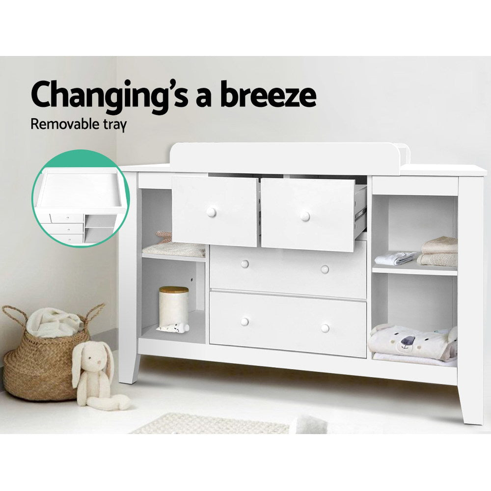 Keezi Baby Changing Table Diaper Station Drawers Chest Cabinet Nursery Furniture 6