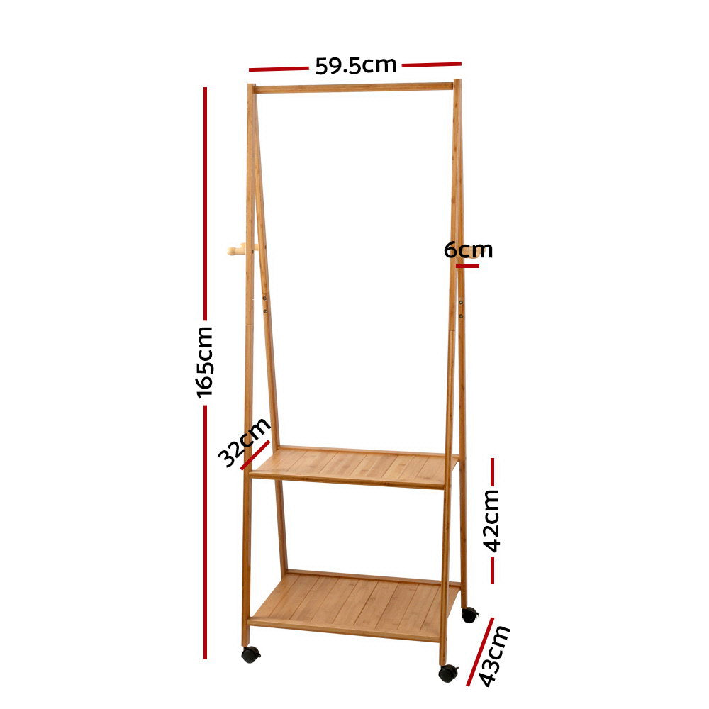 Artiss Clothes Rack Airer Coat Stand 165x59cm Wheels 4