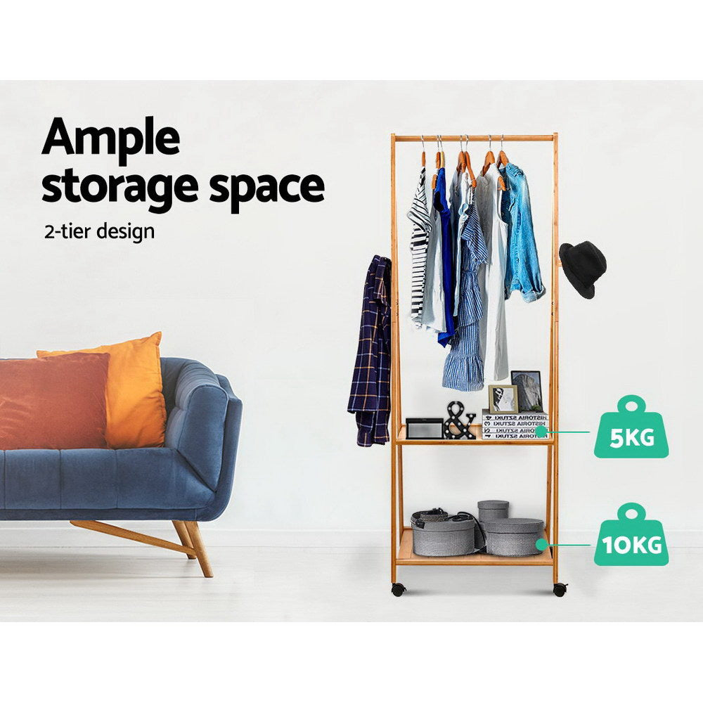 Artiss Clothes Rack Airer Coat Stand 165x59cm Wheels 6