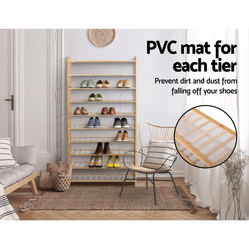 Artiss Shoe Rack Cabinet Bamboo 10-tier 50 Pairs 6