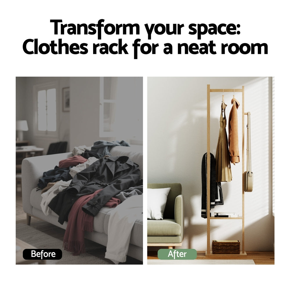 Artiss Clothes Rack Airer Coat Stand Bamboo 6