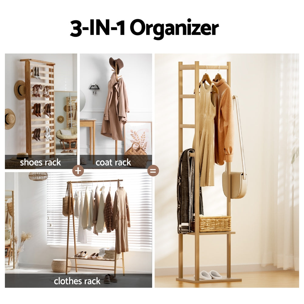 Artiss Clothes Rack Airer Coat Stand Bamboo 7
