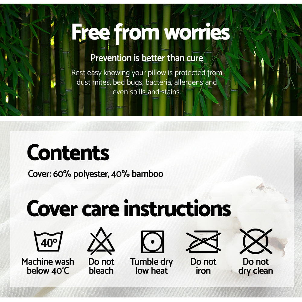 Giselle Bedding Memory Foam Pillow Bamboo Twin Pack 6