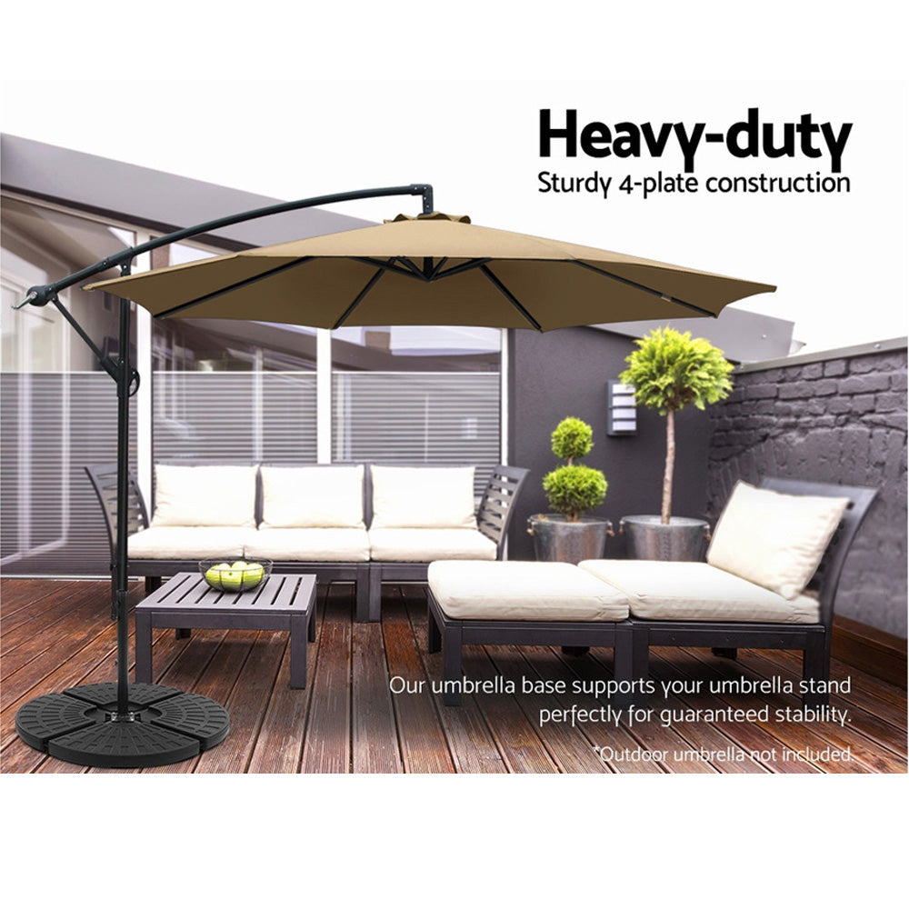 Instahut 48cm Outdoor Umbrella Base Stand 4 Plates Pod Cantilever 4
