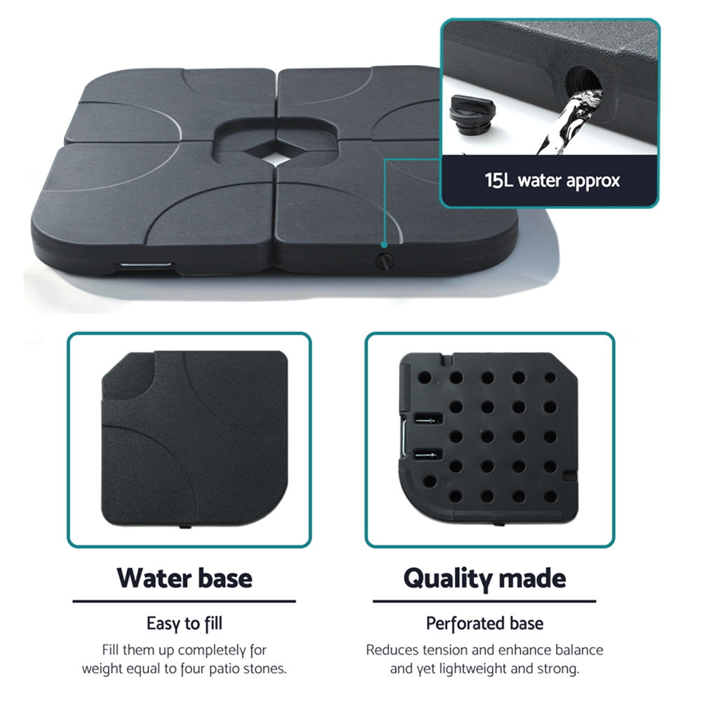 Instahut Outdoor Umbrella Base 50cm 4 Plates Stand Pod Cantilever 4