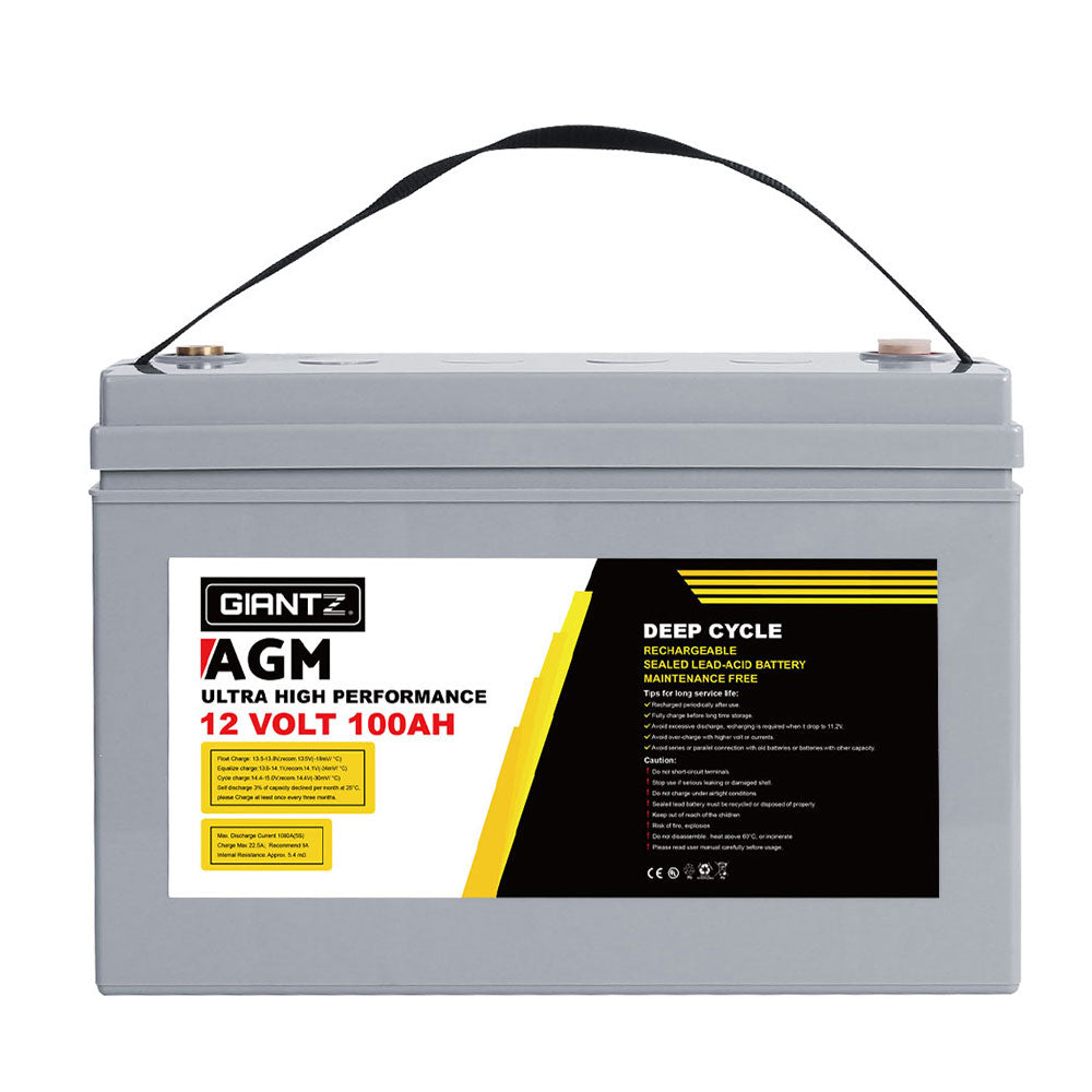 Giantz AGM Deep Cycle Battery 12V 100Ah x2 Box Portable Solar Caravan Camping 3
