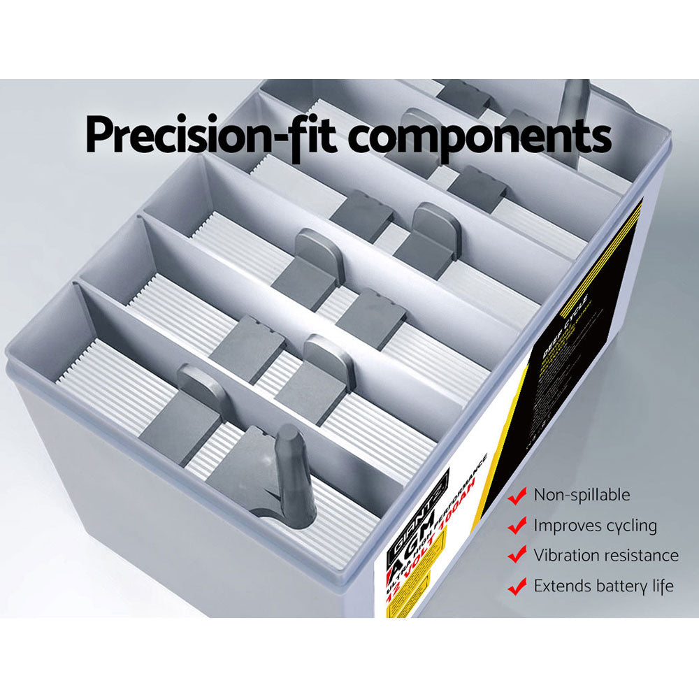 Giantz AGM Deep Cycle Battery 12V 100Ah x2 Box Portable Solar Caravan Camping 6