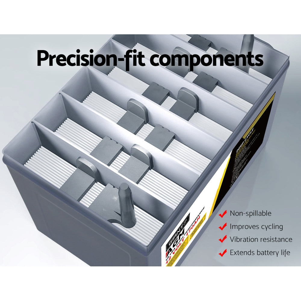 Giantz AGM Deep Cycle Battery 12V 170Ah Box Portable Solar Caravan Camping 6